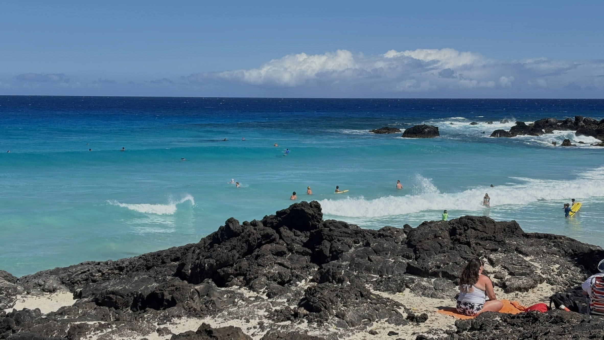 Kua Bay turquoise water and lava rock shore